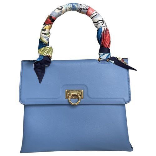 Pre-owned Ferragamo Iconic Top Handle Leather Handbag In Blue