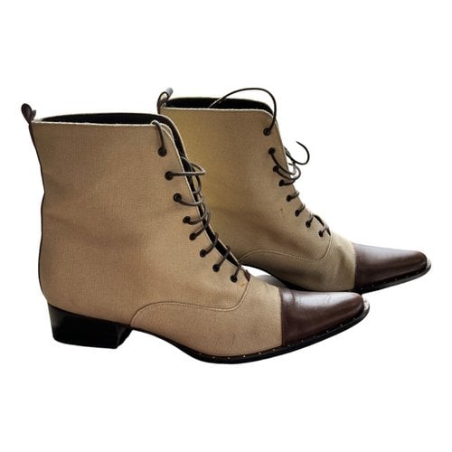 Pre-owned Pollini Leather Biker Boots In Brown