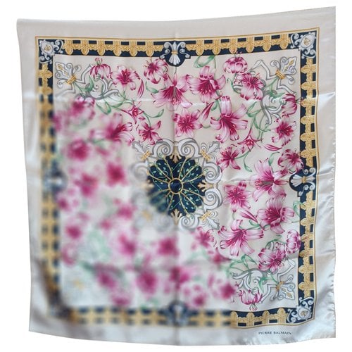 Pre-owned Pierre Balmain Silk Handkerchief In Ecru