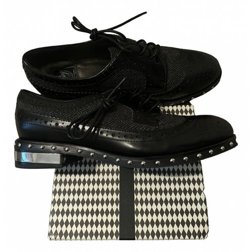 Pre-owned Jeffrey Campbell Tweed Lace Ups In Black