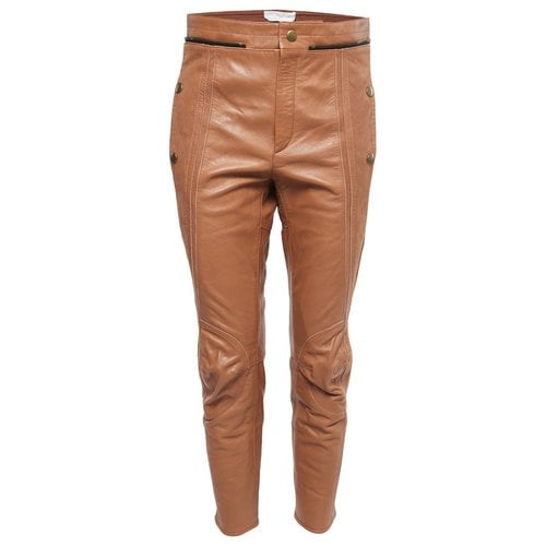 Pre-owned Chloé Leather Trousers In Brown