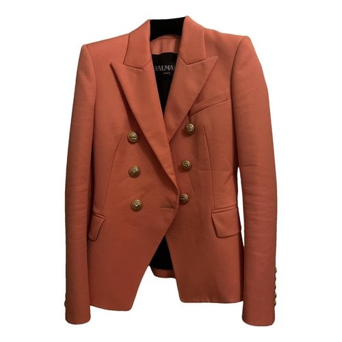 Pre-owned Balmain Wool Jacket In Orange