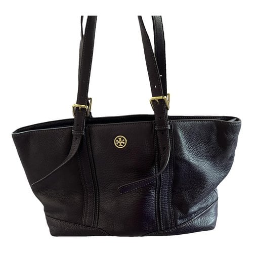 Pre-owned Tory Burch Leather Tote In Purple