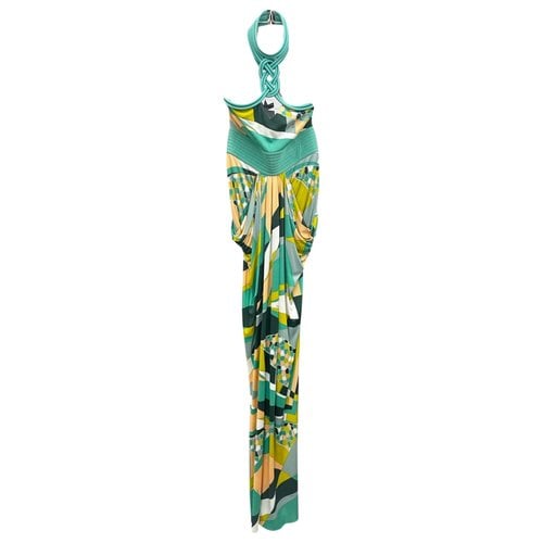 Pre-owned Emilio Pucci Silk Maxi Dress In Turquoise