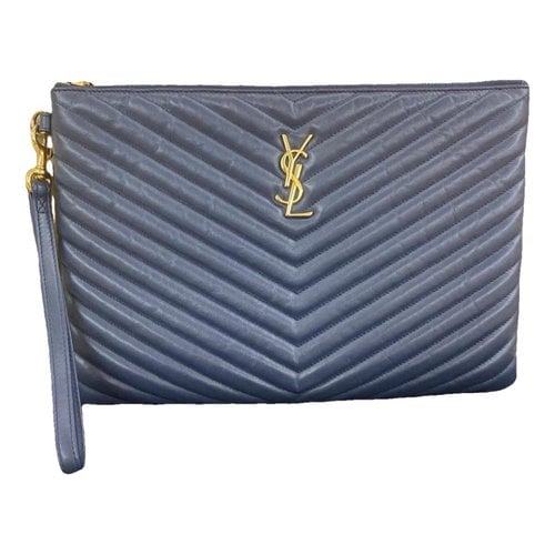 Pre-owned Saint Laurent New Jolie Leather Clutch Bag In Blue