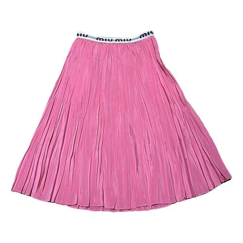 Pre-owned Miu Miu Silk Mid-length Skirt In Pink