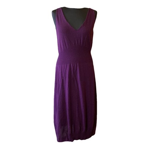 Pre-owned Prada Wool Mid-length Dress In Purple