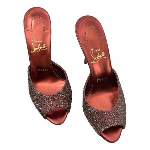 Pre-owned Christian Louboutin Mules & Clogs In Burgundy