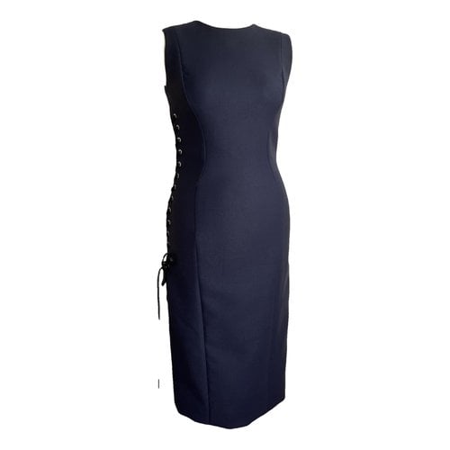 Pre-owned Dior Wool Mid-length Dress In Navy