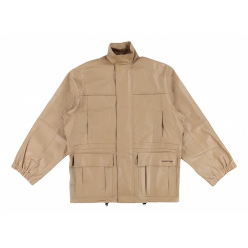 Pre-owned Balenciaga Leather Parka In Beige