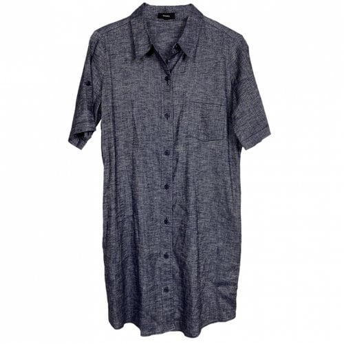 Pre-owned Theory Linen Mini Dress In Blue