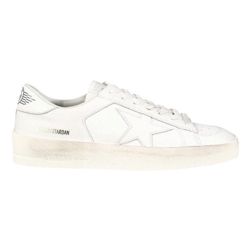 Pre-owned Golden Goose Stardan Leather Low Trainers In White