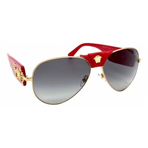 Pre-owned Versace Aviator Sunglasses In Red