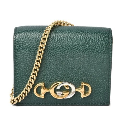 Pre-owned Gucci Zumi Leather Wallet In Green