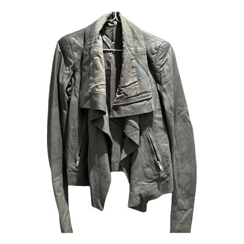 Pre-owned Rick Owens Leather Coat In Grey