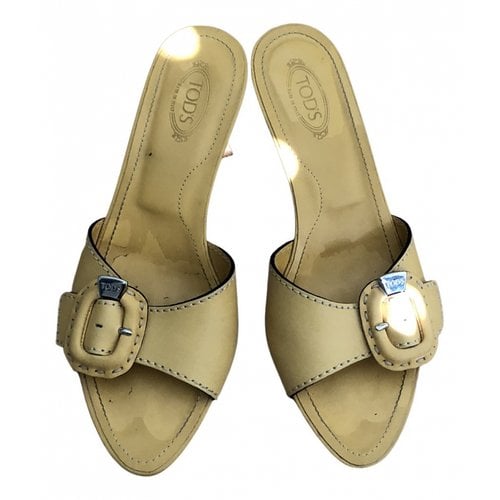 Pre-owned Tod's Leather Mules & Clogs In Yellow