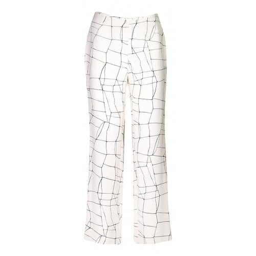 Pre-owned Versace Silk Straight Pants In White