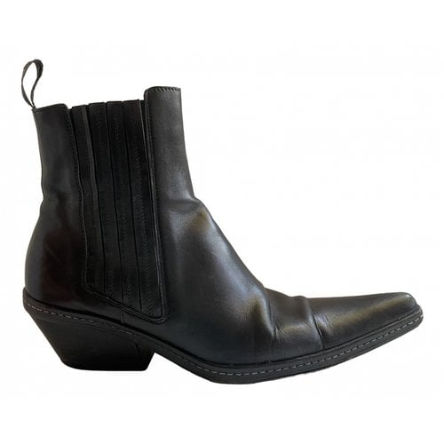 Pre-owned Sartore Leather Cowboy Boots In Black
