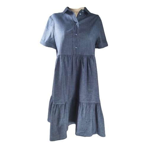 Pre-owned Claudie Pierlot Linen Mid-length Dress In Blue