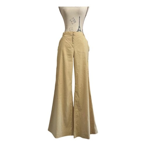 Pre-owned Moschino Cheap And Chic Linen Large Pants In Camel