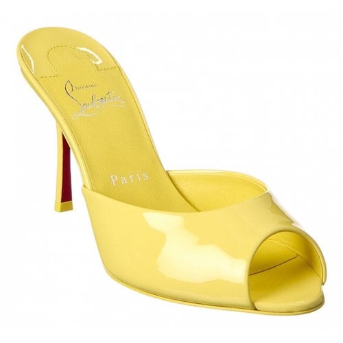Pre-owned Christian Louboutin Patent Leather Mules In Yellow