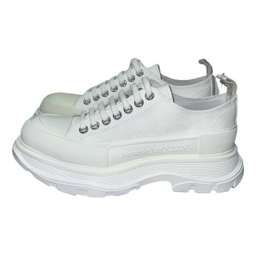 Pre-owned Alexander Mcqueen Cloth Trainers In White