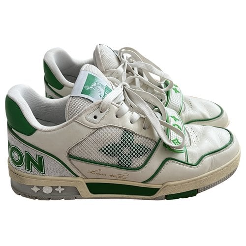 Pre-owned Louis Vuitton Leather Low Trainers In Green