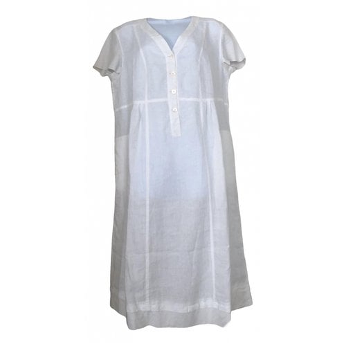 Pre-owned Marina Rinaldi Linen Maxi Dress In White