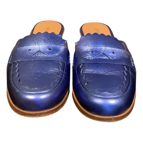 Pre-owned Emporio Armani Leather Flats In Blue