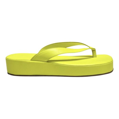 Pre-owned Amina Muaddi Leather Flip Flops In Yellow