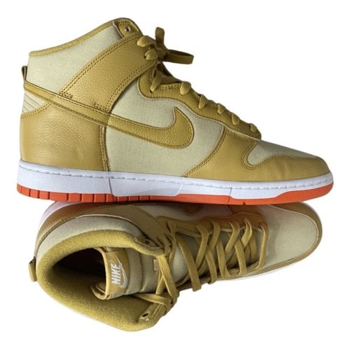 Pre-owned Nike Leather High Trainers In Gold
