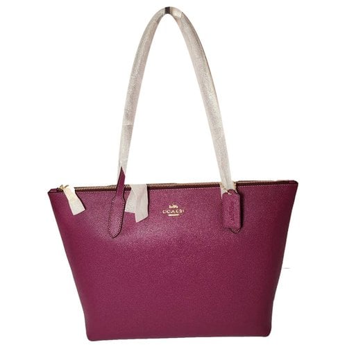 Pre-owned Coach Leather Handbag In Purple