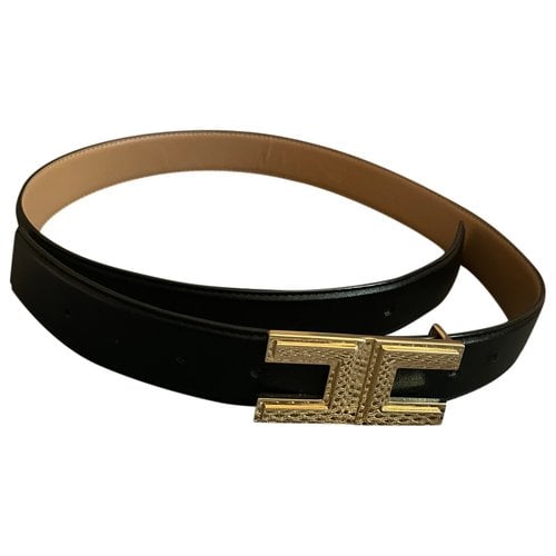Pre-owned Elisabetta Franchi Leather Belt In Black