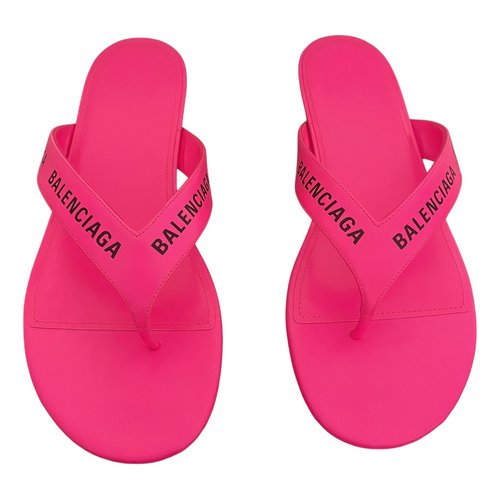 Pre-owned Balenciaga Leather Flip Flops In Pink