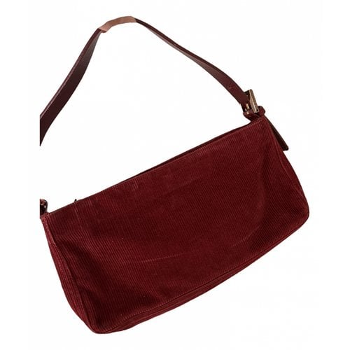 Pre-owned Fendi Velvet Clutch Bag In Red