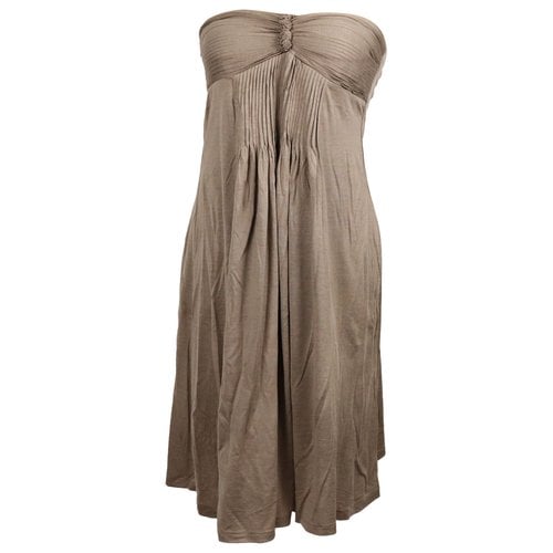 Pre-owned Maje Silk Mid-length Dress In Brown