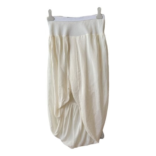 Pre-owned Rick Owens Silk Mid-length Skirt In Ecru