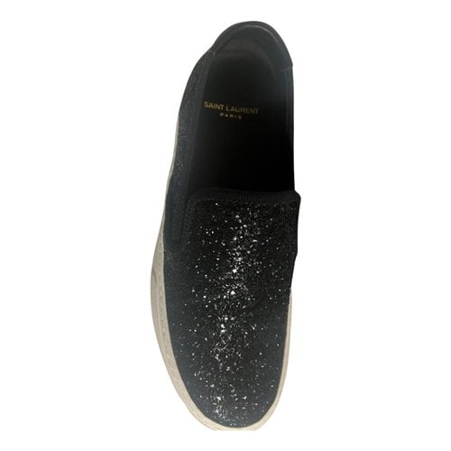 Pre-owned Saint Laurent Glitter Trainers In Black