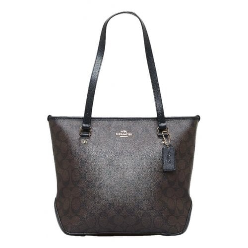 Pre-owned Coach Cloth Tote In Brown