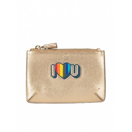 Pre-owned Anya Hindmarch Leather Wallet In Gold