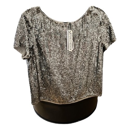 Pre-owned Alice And Olivia Glitter T-shirt In Gold