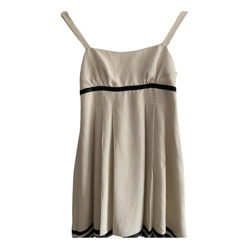 Pre-owned Diane Von Furstenberg Silk Mini Dress In Beige