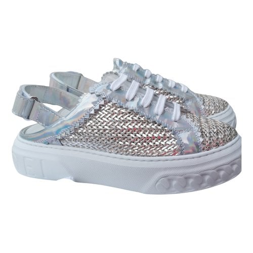 Pre-owned Casadei Glitter Trainers In Silver