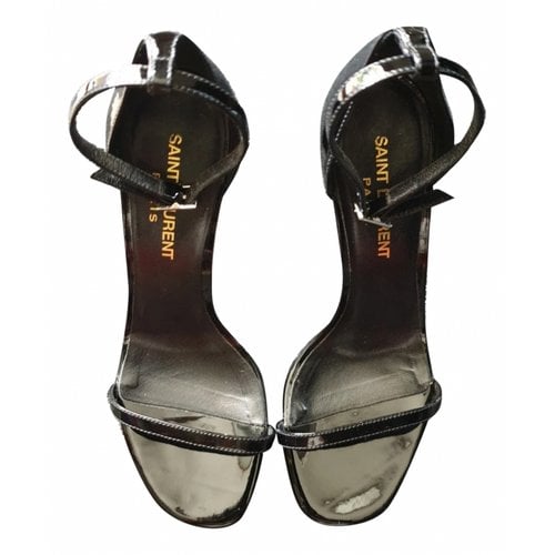 Pre-owned Saint Laurent Amber Leather Sandal In Black