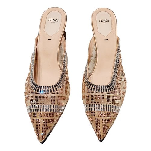 Pre-owned Fendi Leather Mules & Clogs In Gold