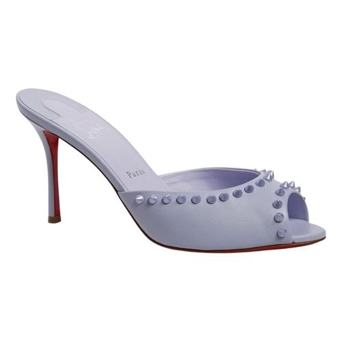 Pre-owned Christian Louboutin Leather Mules In Blue