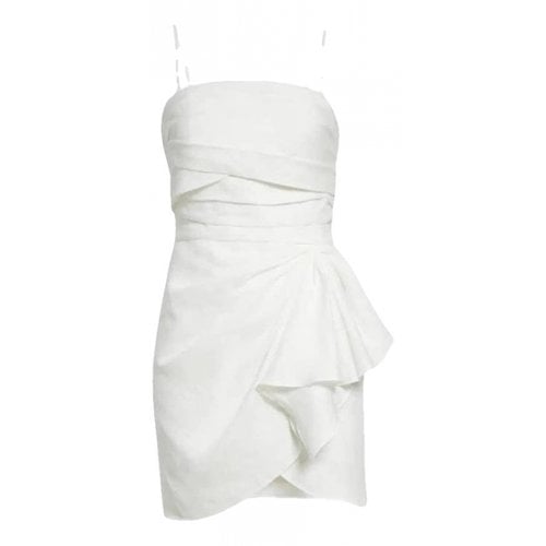 Pre-owned Ronny Kobo Linen Mini Dress In White