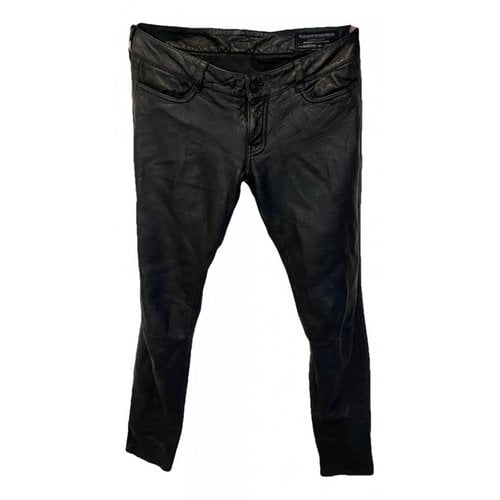 Pre-owned Allsaints Leather Straight Pants In Black