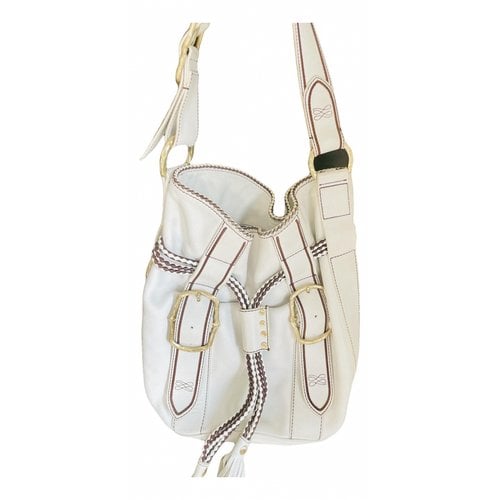Pre-owned Lancel Elsa Sellier Leather Handbag In White