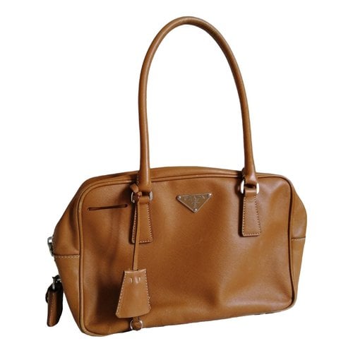 Pre-owned Prada Saffiano Leather Handbag In Camel